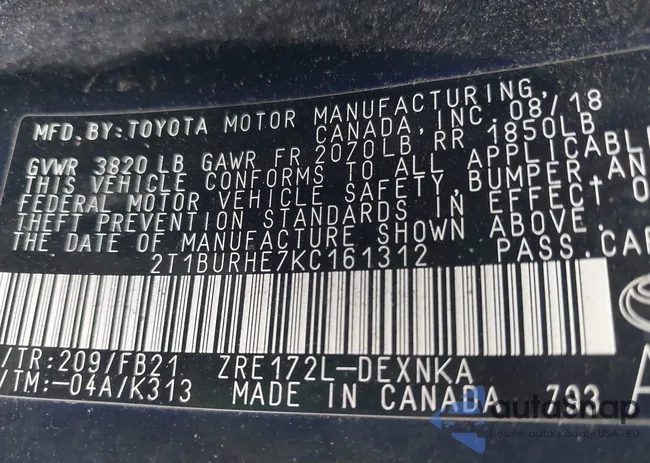 2T1BURHE7KC161312: 43411126