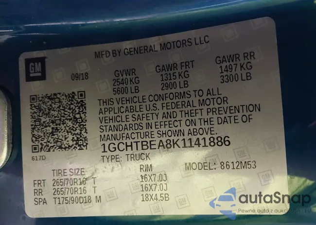 1GCHTBEA8K1141886: 43411162