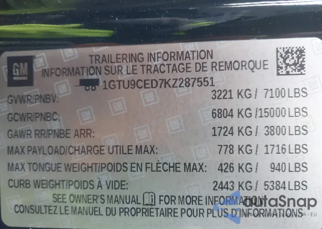 1GTU9CED7KZ287551: 43410283