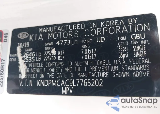 KNDPMCAC9L7765202: 43410284