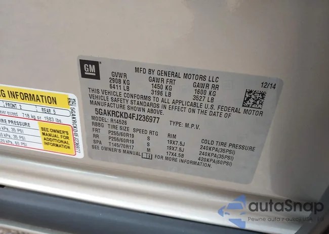 5GAKRCKD4FJ236977: 43410285