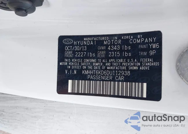 KMHHT6KD6DU112938: 43410309