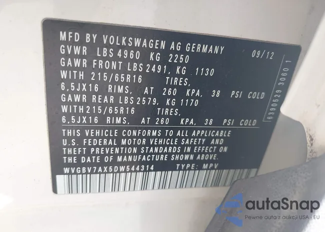 WVGBV7AX5DW544314: 43410311