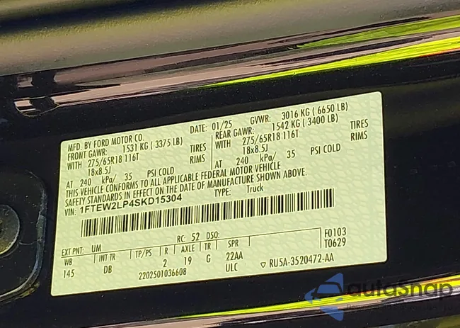 1FTEW2LP4SKD15304: 43411600