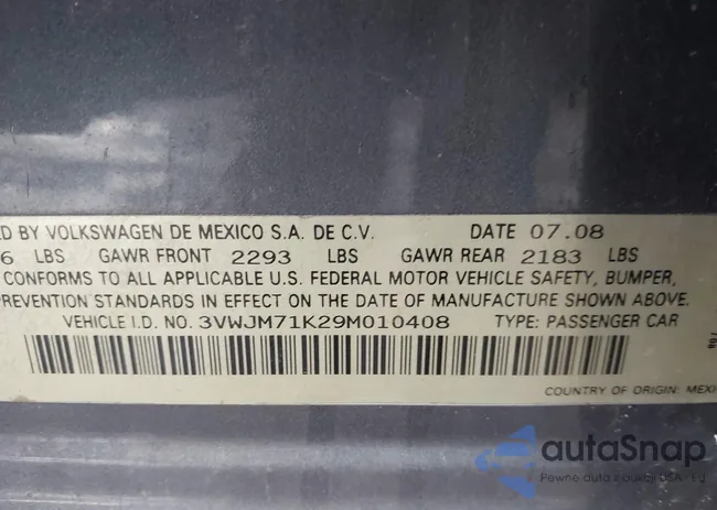 3VWJM71K29M010408: 43411663