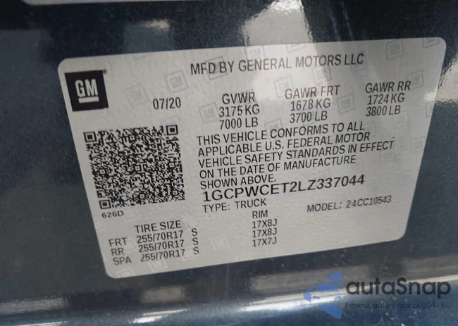 1GCPWCET2LZ337044: 43411780