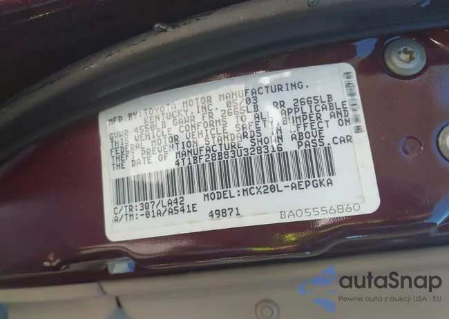 4T1BF28B83U328316: 43411795