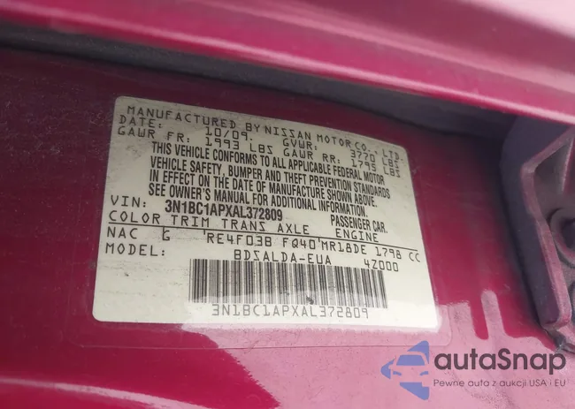 3N1BC1APXAL372809: 43412093