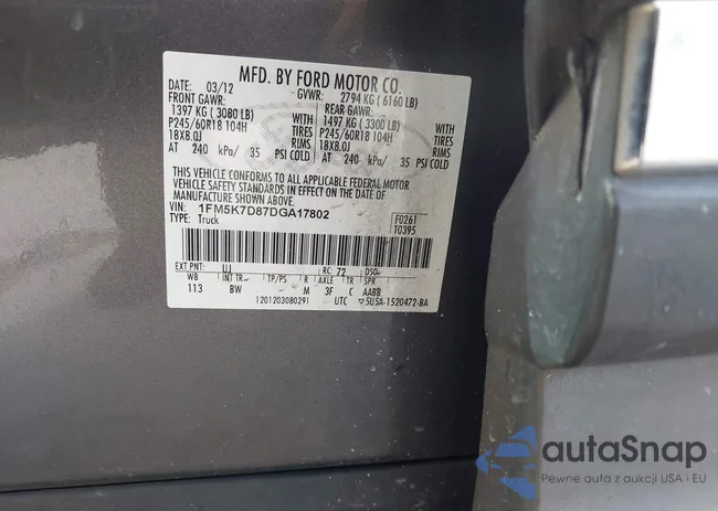 1FM5K7D87DGA17802: 43412141