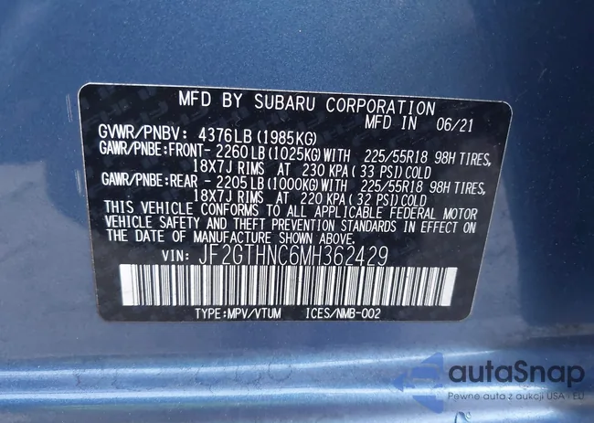 JF2GTHNC6MH362429: 43411395