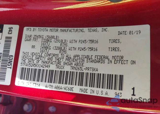 5TFAX5GN5KX142949: 43411411