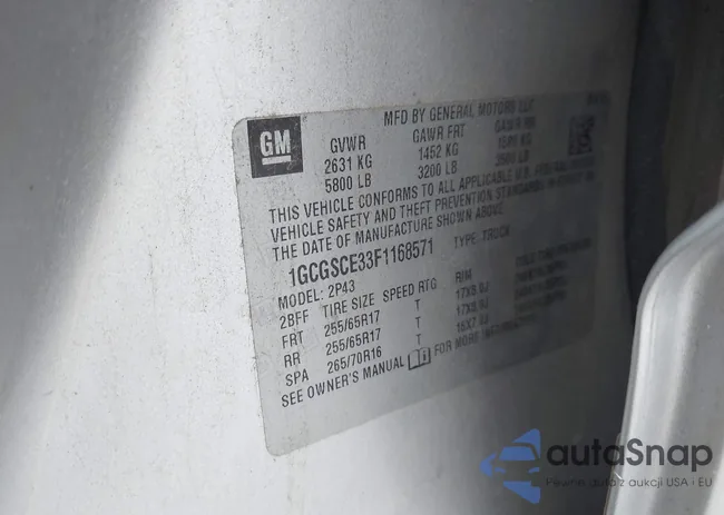 1GCGSCE33F1168571: 43411463