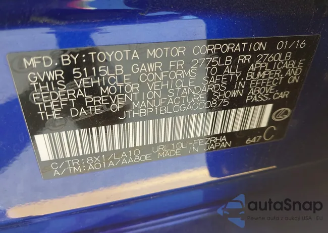 JTHBP1BL0GA000875: 43411516