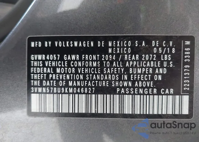 3VWN57BU9KM046827: 43412634