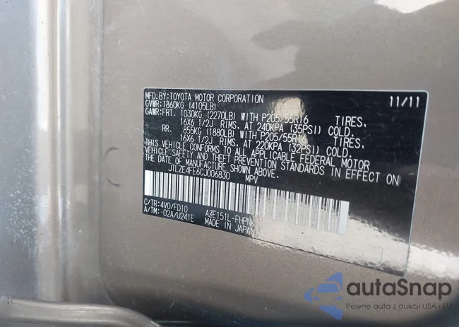 JTLZE4FE6CJ006830: 43412687