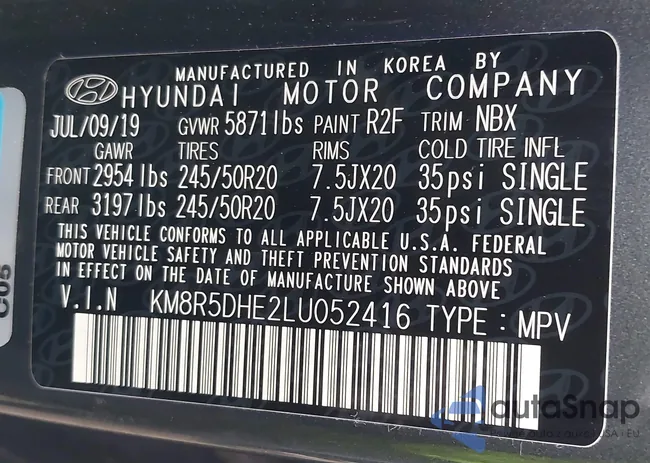 KM8R5DHE2LU052416: 43412737