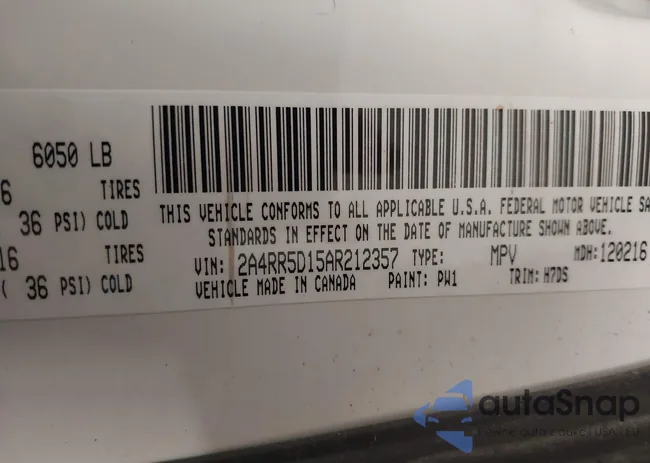 2A4RR5D15AR212357: 43413126