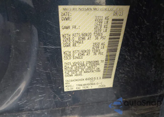 5N1BA0NEXEN600511: 43413134