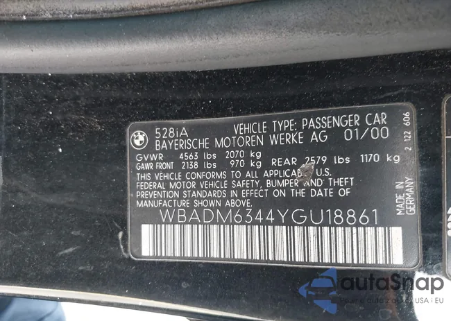 WBADM6344YGU18861: 43413163