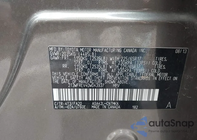 2T3WFREV4DW043937: 43412226