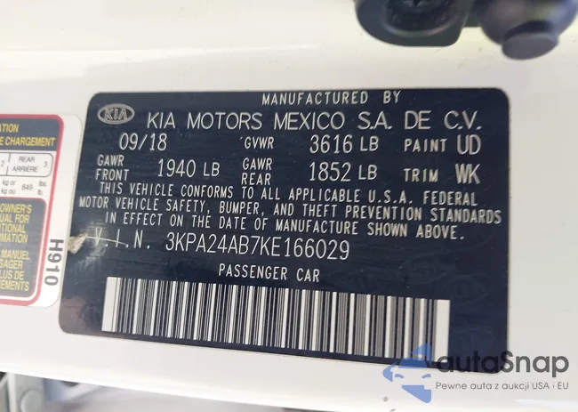 3KPA24AB7KE166029: 43412300