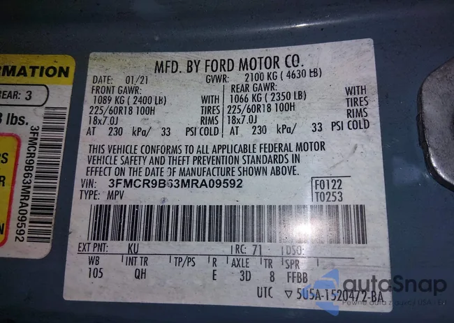 3FMCR9B63MRA09592: 43412540