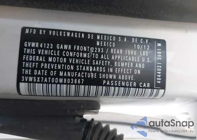 3VW5X7AT0DM803667: 43412543