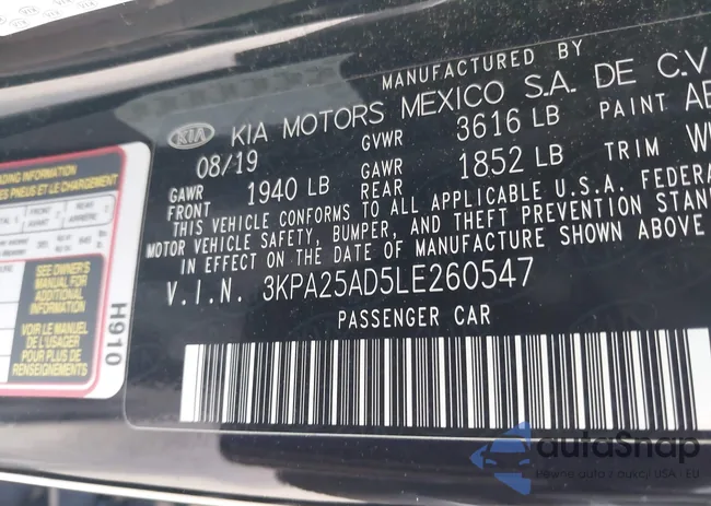 3KPA25AD5LE260547: 43413659