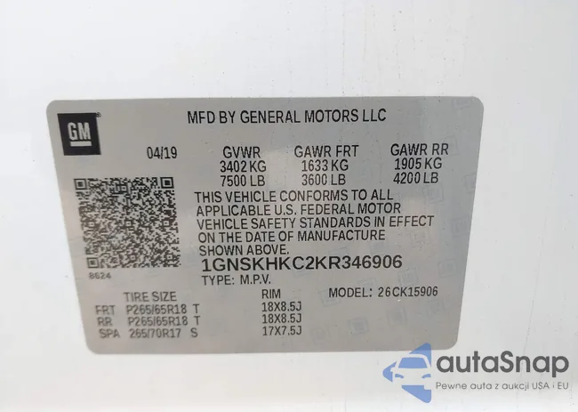 1GNSKHKC2KR346906: 43413672