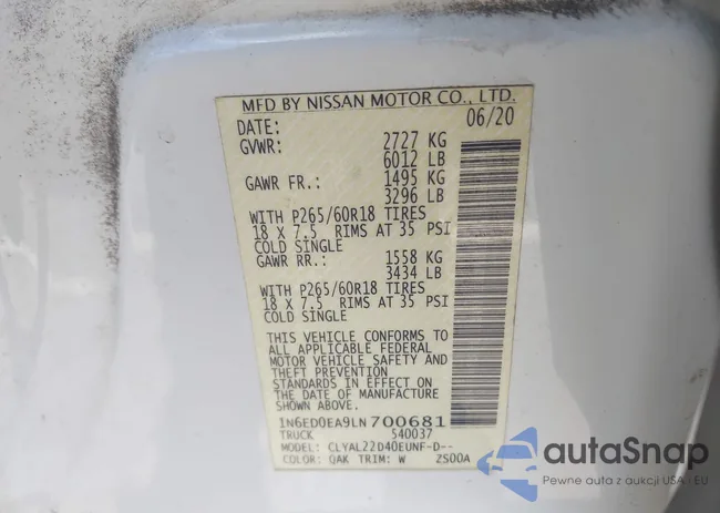 1N6ED0EA9LN700681: 43413809