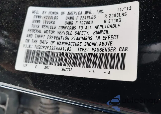 1HGCR2F32EA081182: 43413908