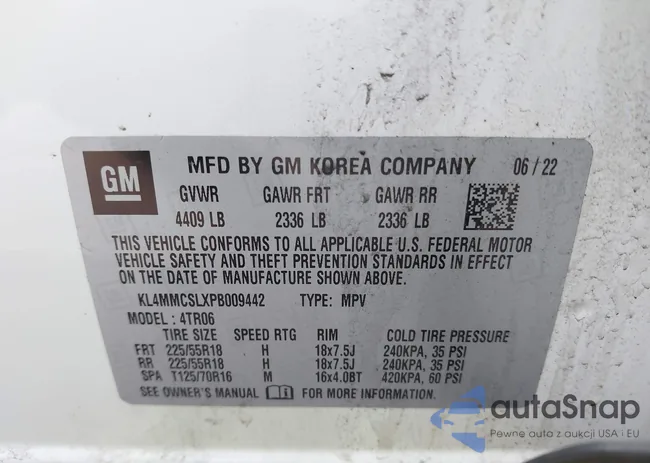 KL4MMCSLXPB009442: 43414070