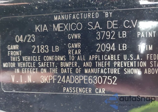 3KPF24AD8PE630752: 43414149