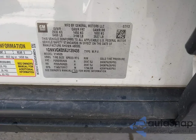 1GNKVGKD5EJ128438: 43413255