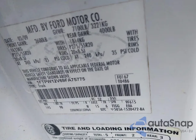 1FTPW12V69FA75775: 43413296