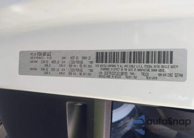 3C6TRVCG7JE138725: 43413331