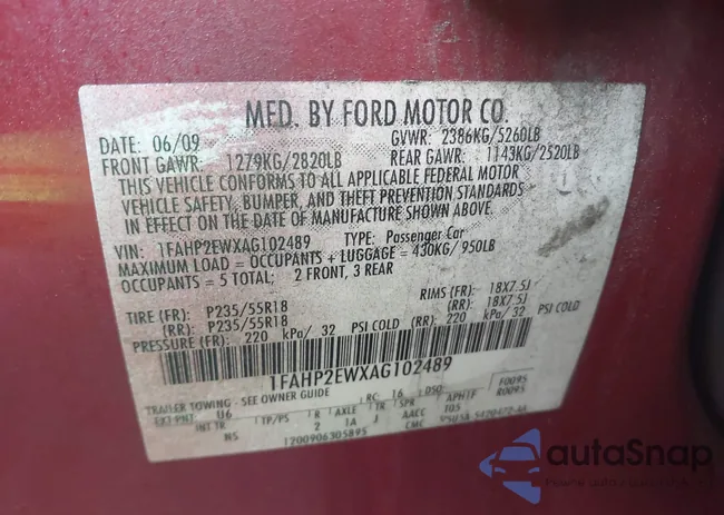 1FAHP2EWXAG102489: 43413352