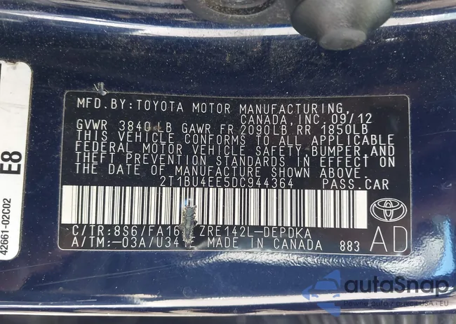 2T1BU4EE5DC944364: 43413435