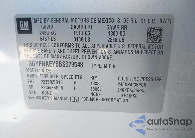 3GYFNAEY8BS678548: 43413498