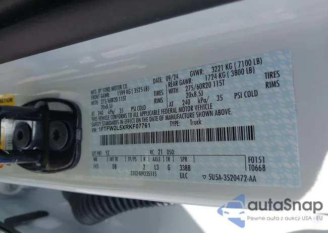 1FTFW2L5XRKF07761: 43413534