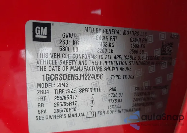 1GCGSDEN5J1224056: 43413547