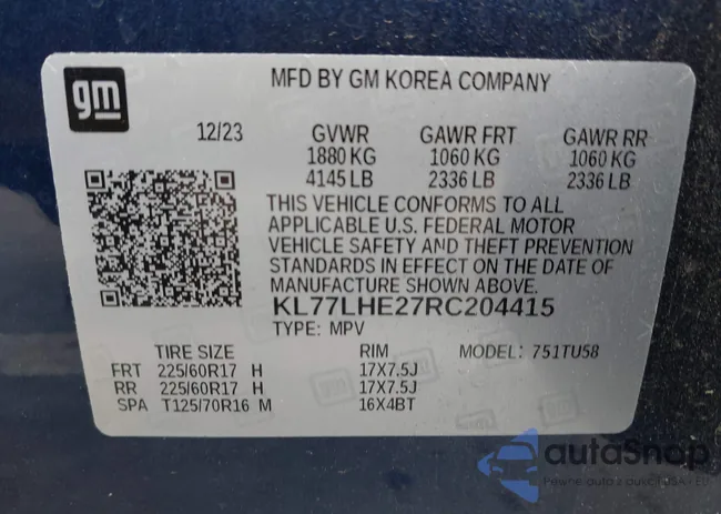 KL77LHE27RC204415: 43413573