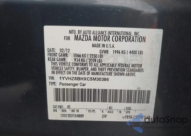 1YVHZ8BHXC5M30386: 43414756