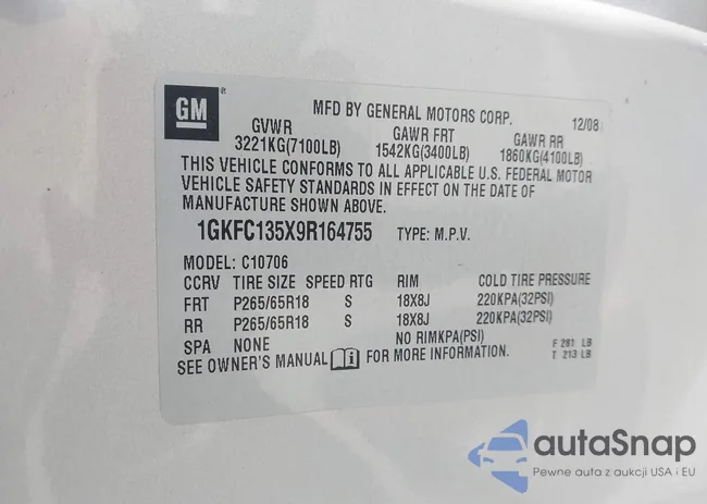 1GKFC135X9R164755: 43415070