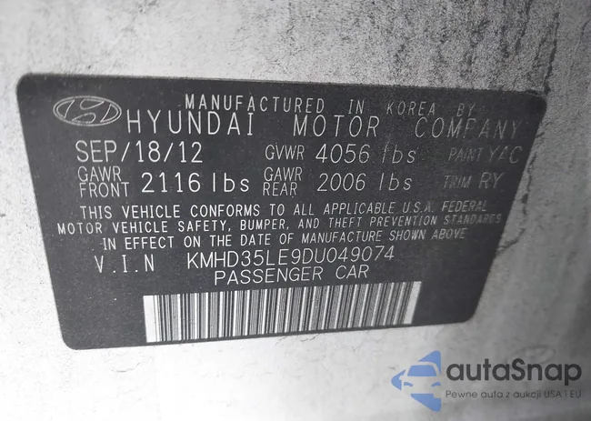 KMHD35LE9DU049074: 43415160
