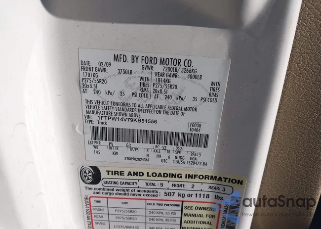 1FTPW14V79KB51556: 43414196