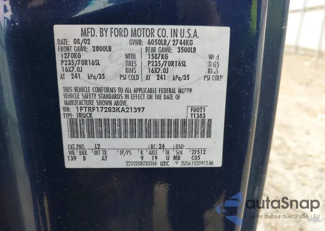 1FTRF17283KA21397: 43414215