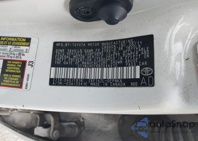 2T1BU4EE6BC644412: 43414247