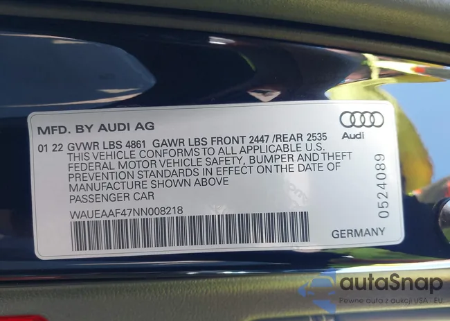 WAUEAAF47NN008218: 43414387