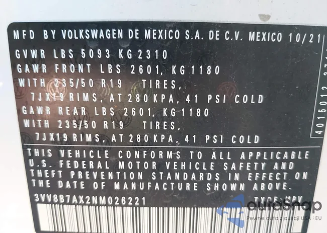 3VV8B7AX2NM026221: 43414511